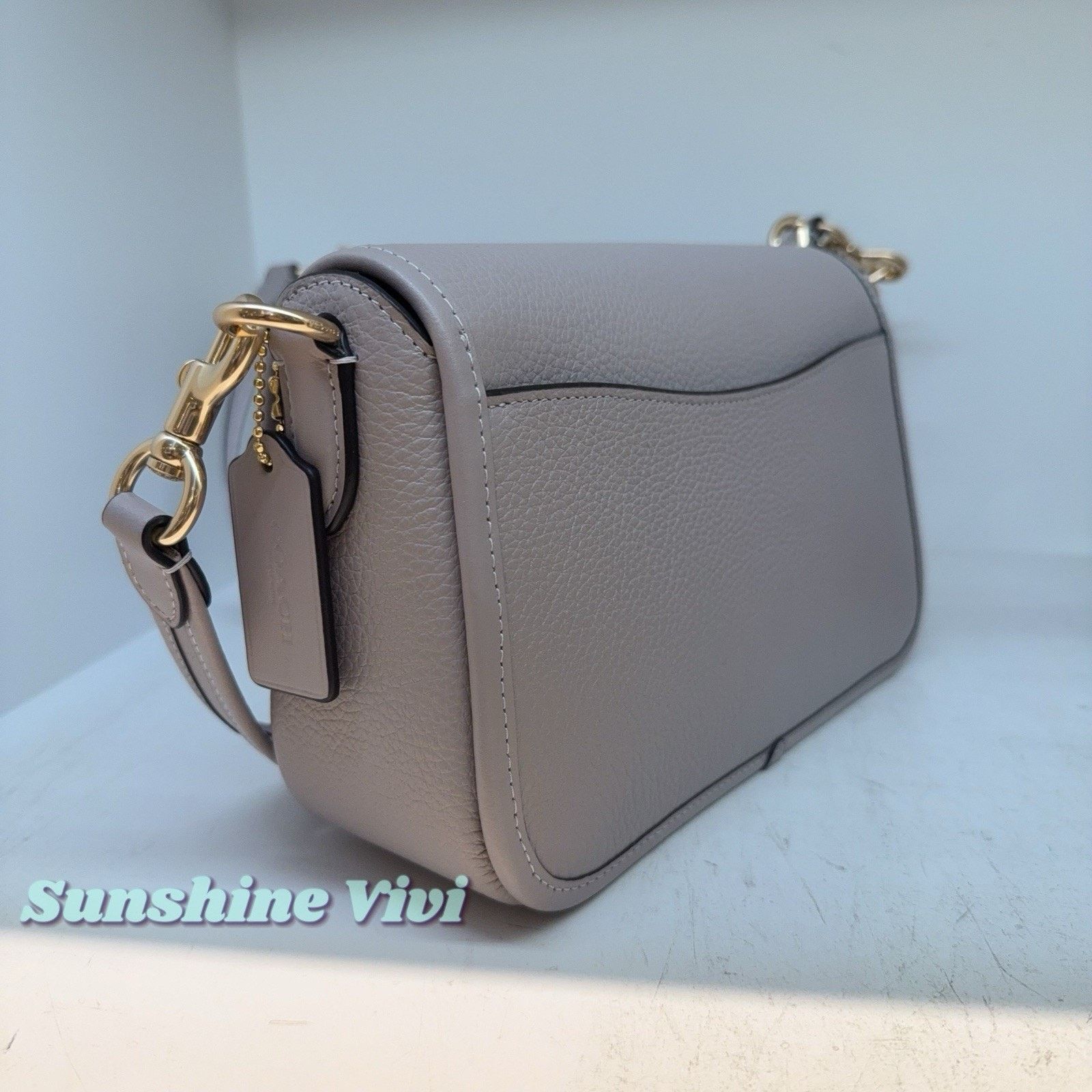 Coach NWT COACH Hadley Shoulder Bag Leather CY683 Gold/Grey Birch Size ONE SIZE - 8 Thumbnail