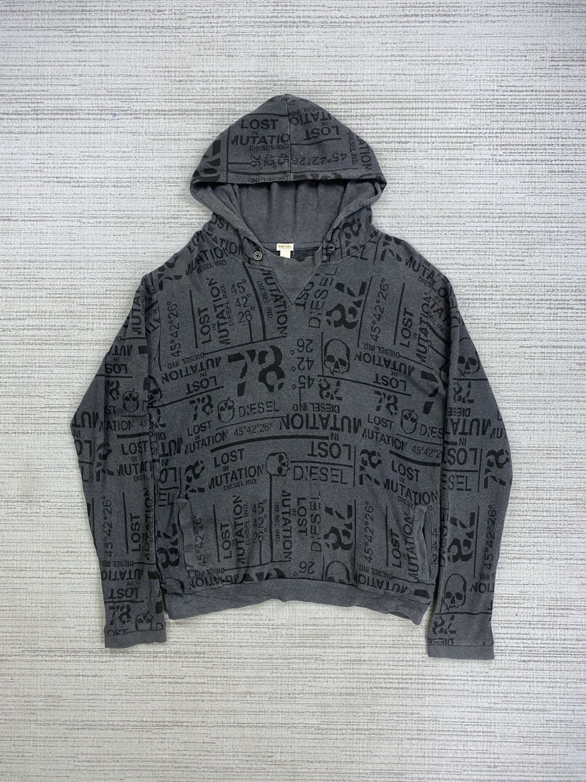 Diesel × Japanese Brand Vintage Diesel Loungewear Full Printed Punk Style Hoodie Size US M / EU 48-50 / 2 - 1 Thumbnail