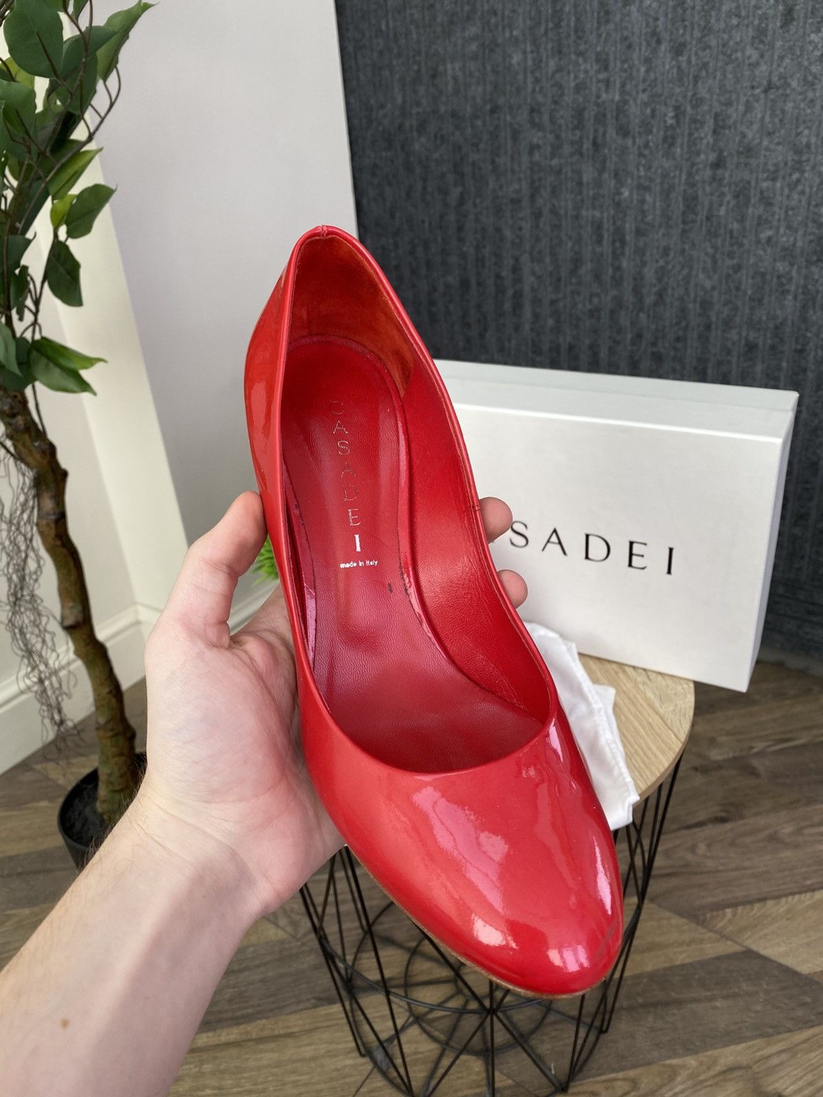 Casadei Casadei Red Patent Leather Pumps Heel Designer High Heels Size US 9 / IT 39 - 3 Thumbnail