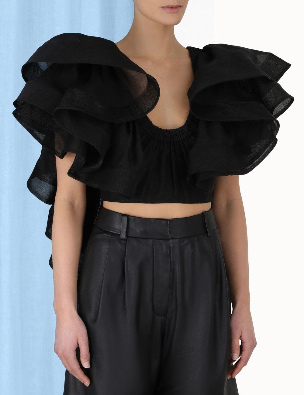 Zimmermann oc11z0425 Sensory Frill Bodice Blouse in Black Size L / US 10 / IT 46 - 5 Thumbnail