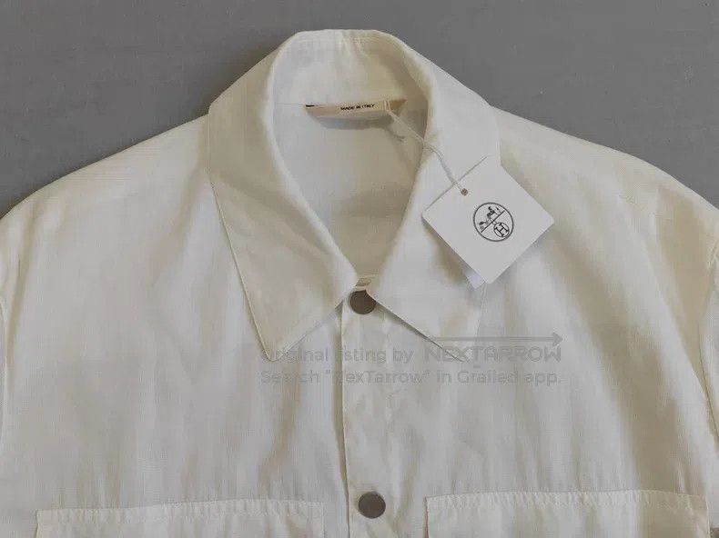 Hermes Jacket shirt jacket, grey and white color block, 10