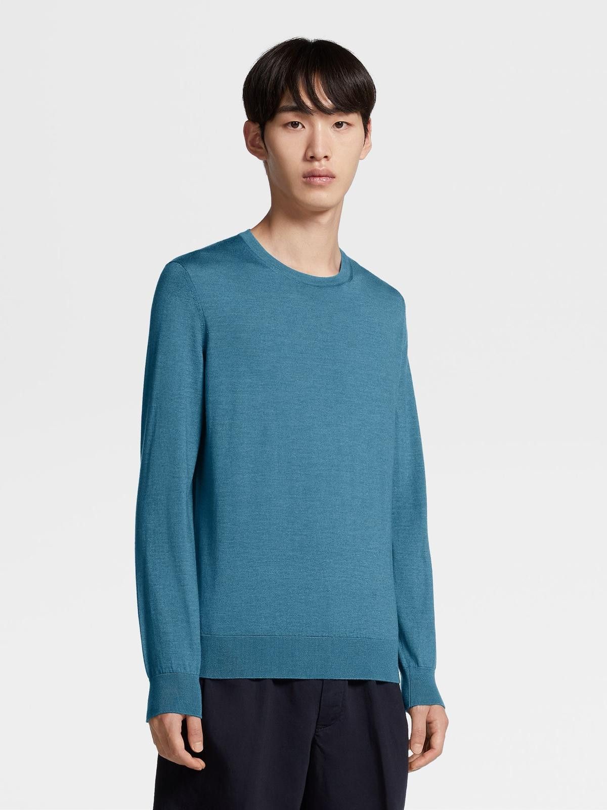 Ermenegildo Zegna o1s1rm0426 Crewneck Sweater in Blue Size US M / EU 48-50 / 2 - 2 Thumbnail