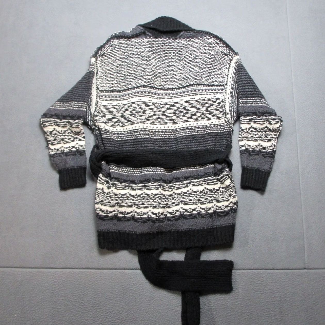 Free People Free People Sweater Cardigan Belted Waist White Black Size S Womens Knit Chunky Long Sleeve Casual Fall Winter Vintage No Size S / US 4 / IT 40 - 4 Thumbnail