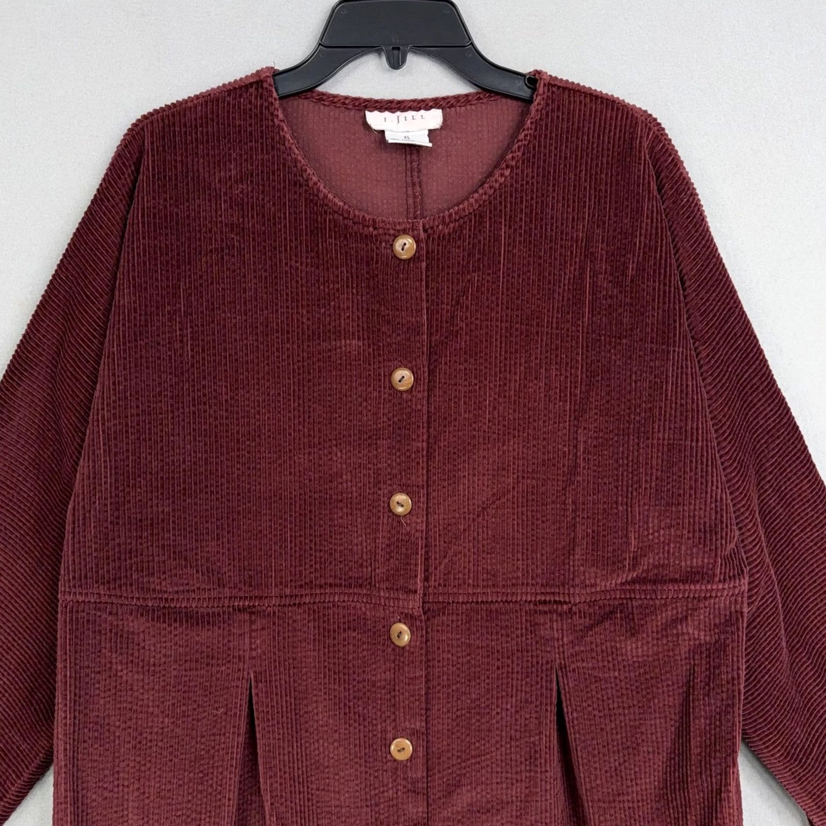 J. Jill J Jill Shirt Dress Women XL Red Corduroy Wide Wale 3/4 Sleeve Maxi Casual Size XL / US 12-14 / IT 48-50 - 2 Thumbnail