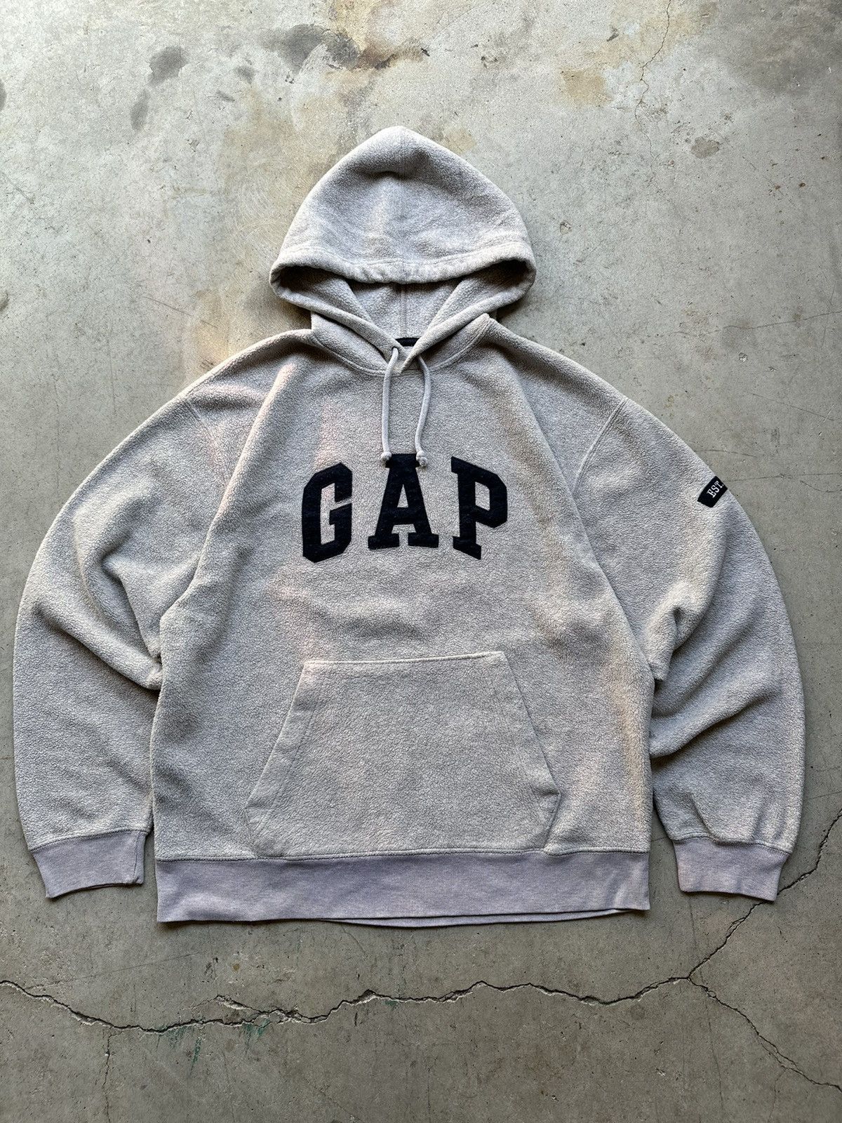 00s archive GAP fur zip hoodie Y2K グレー Puma Hoodie Y2K Archive 00s Grey Y2K Zip-up Hoodie With Faux