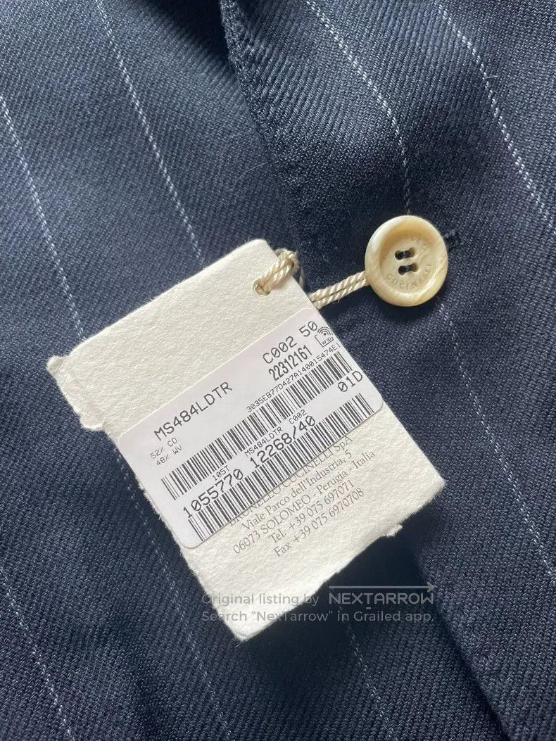 Brunello Cucinelli Brunello Cucinelli Men's Chalk Stripe Single Breasted Suit Size 50L - 3 Thumbnail