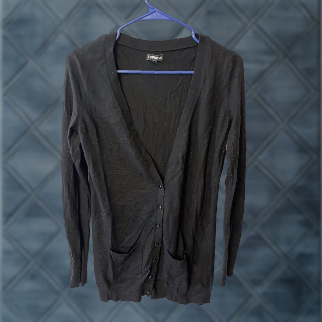 Express VINTAGE Express Women Sweater Cardigan M Black V-Neck Button Flaw Size M / US 6-8 / IT 42-44 - 1 Thumbnail
