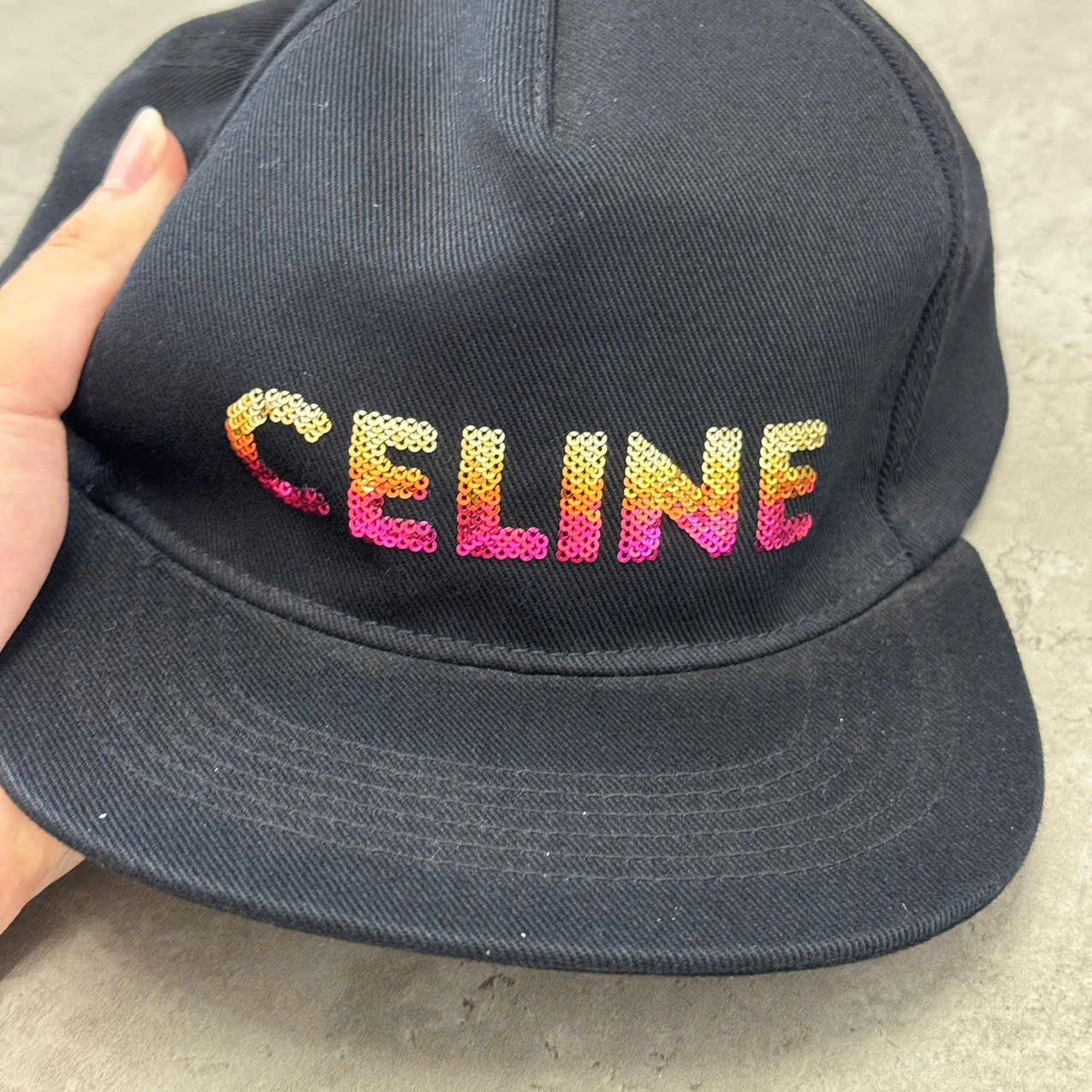 Celine CELINE Embroidered Cap In Cotton BLACK Size ONE SIZE - 5 Thumbnail