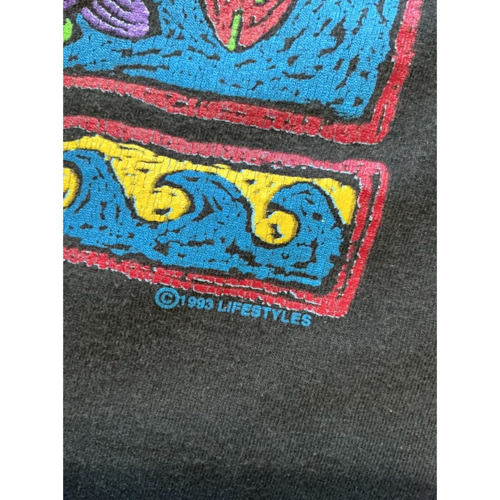 Anvil VINTAGE 1990s Lifestyles Fish Seashells Sea Ocean Nature Graphic Black T-Shirt LG Mens Size US L / EU 52-54 / 3 - 6 Thumbnail