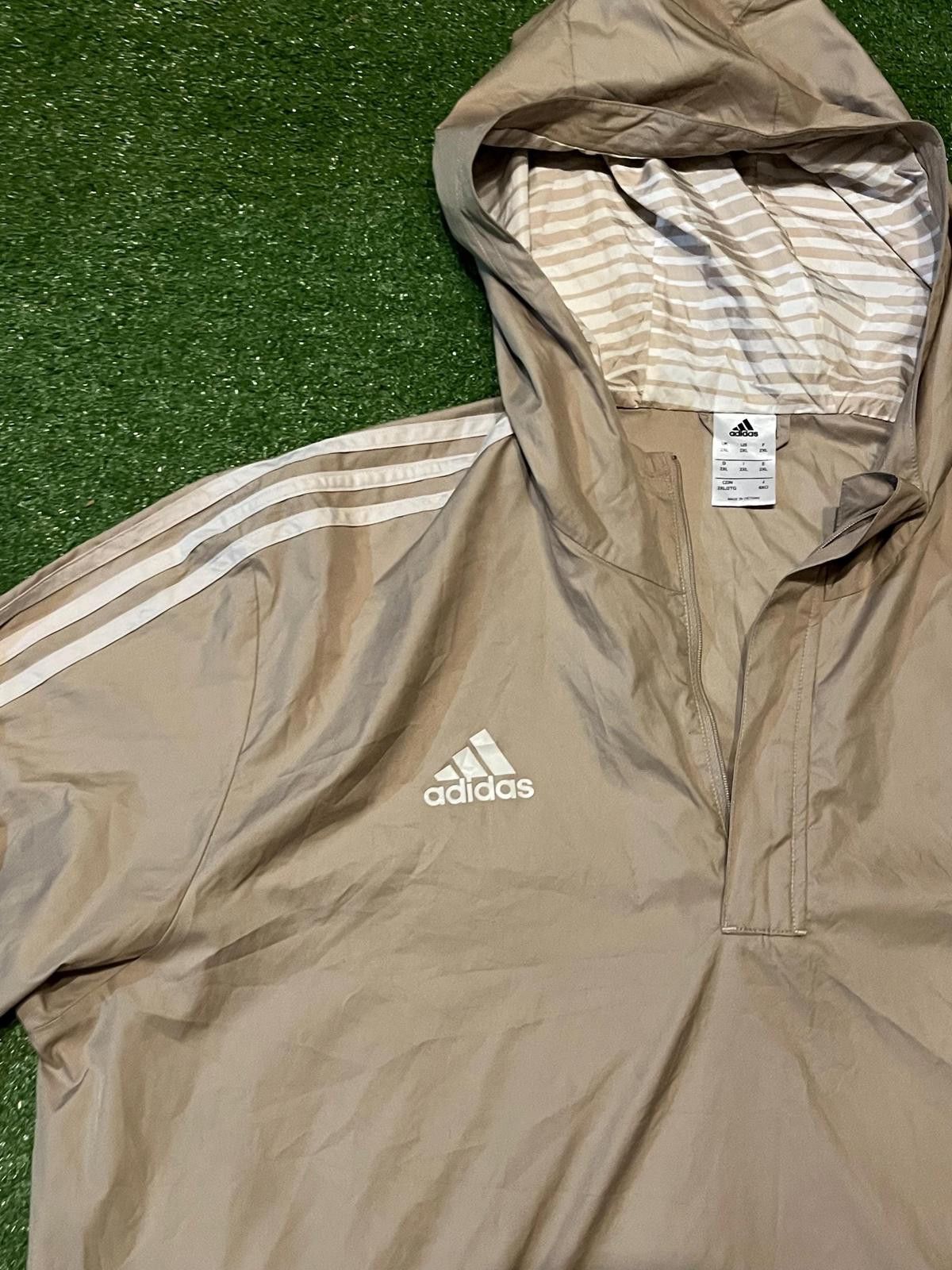 Adidas Adidas Men's Beige Windbreaker Jacket with Hood, Size 2XL Size US XXL / EU 58 / 5 - 4 Thumbnail