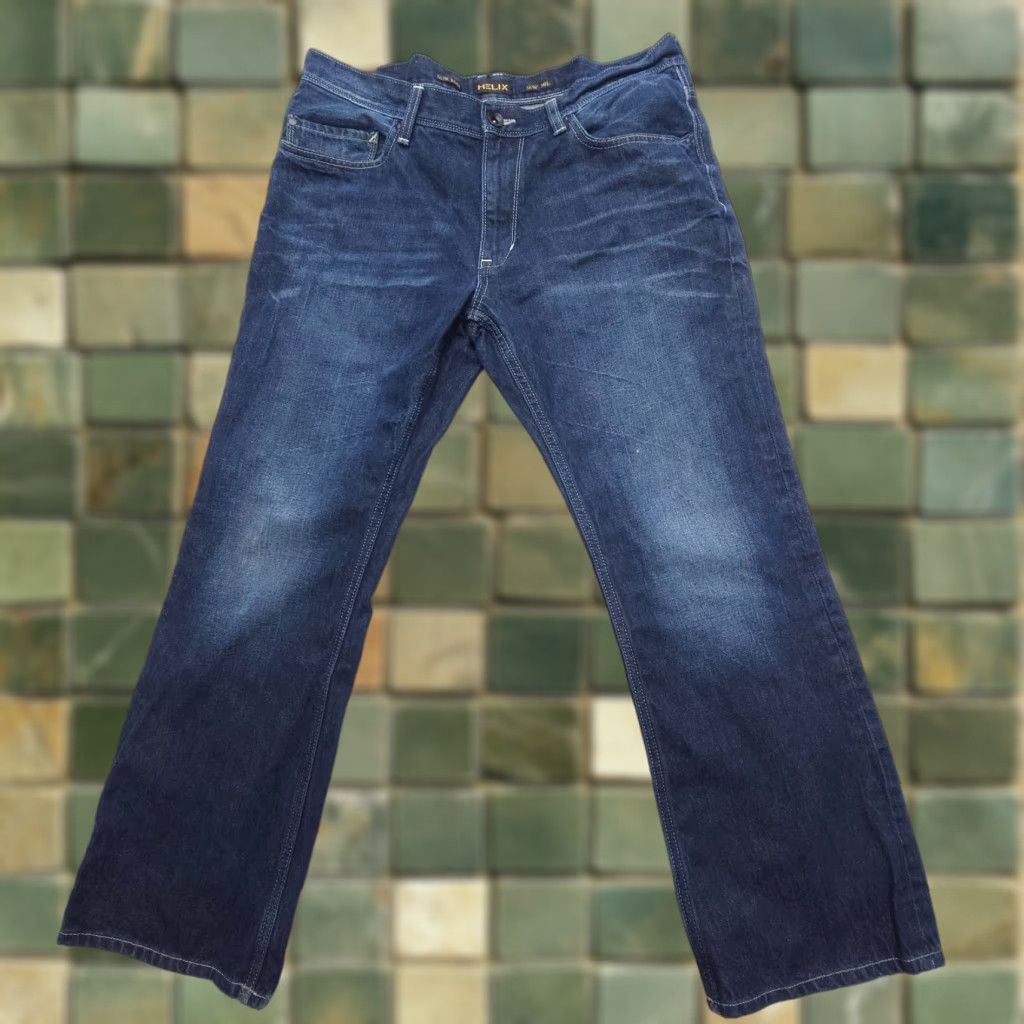 Denime Helix Slim Boot Jeans Mens 36 x 30 Dark Wash Denim 100% Cotton Western Workwear Jeans Slim Bootcut Pocket Design Mens Blue Regular 30 Inseam 5-Pocket Size US 36 / EU 52 - 1 Thumbnail