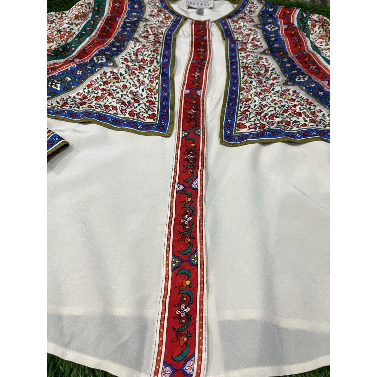 Adrianna Papell Adrianna Papell Floral Silk Blouse Fairy Bohemian 1R XXL Size XXL / US 16-18 / IT 52-54 - 4 Thumbnail
