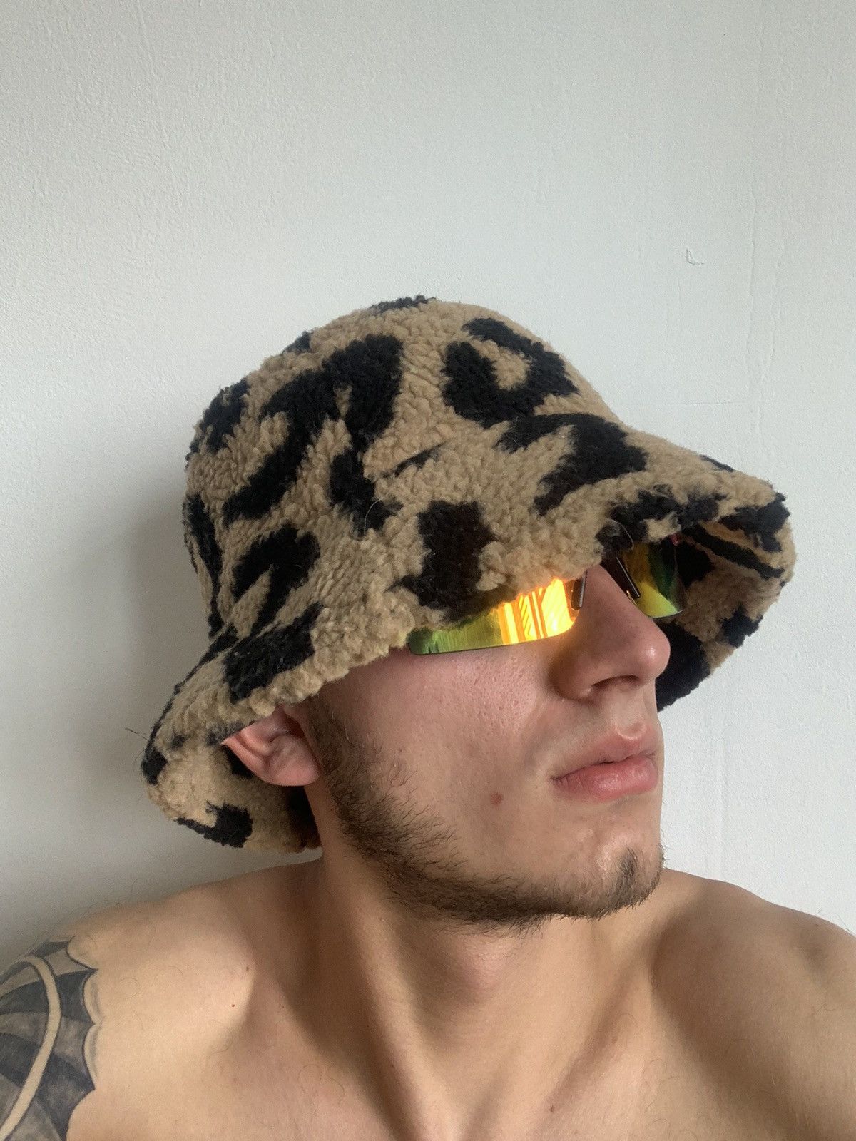 Japanese Brand × Vintage Vintage Y2K Deep pile fleece leopard bucket hat streetwar Size ONE SIZE - 3 Thumbnail