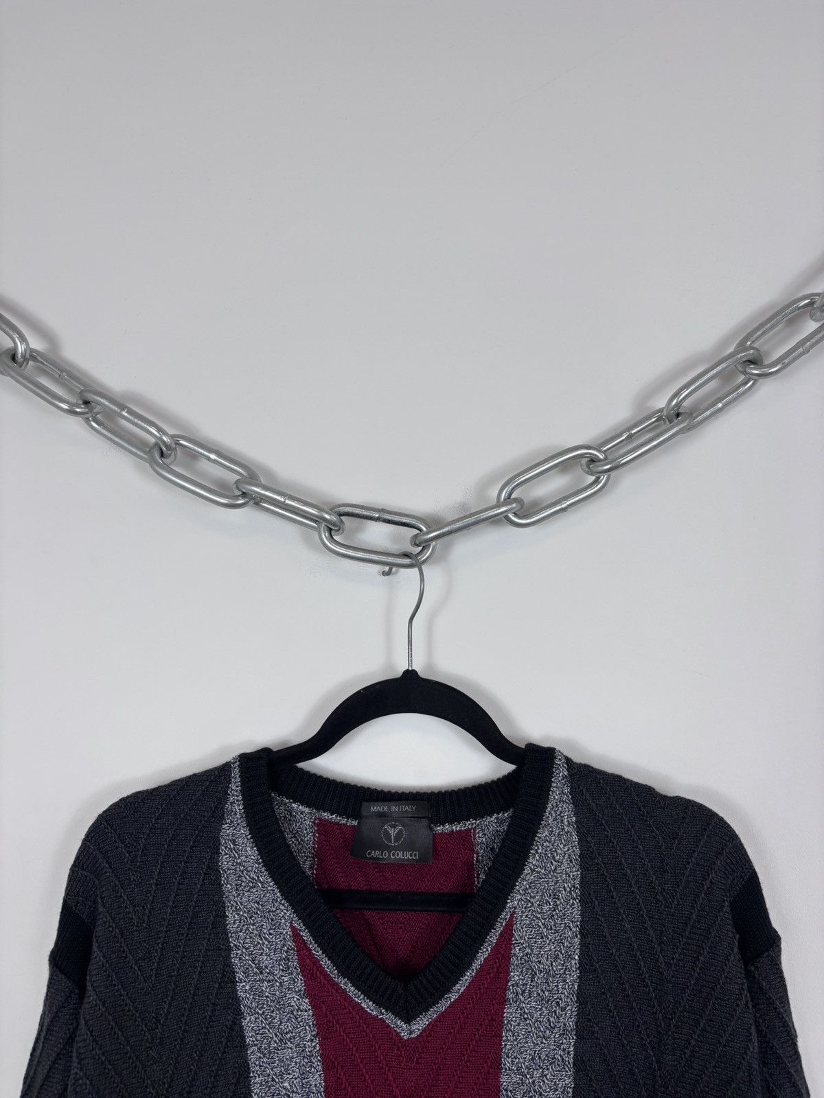 Carlo Colucci Carlo Colucci Vintage Men’s Wool Knit V-Neck Sweater Size US L / EU 52-54 / 3 - 3 Thumbnail