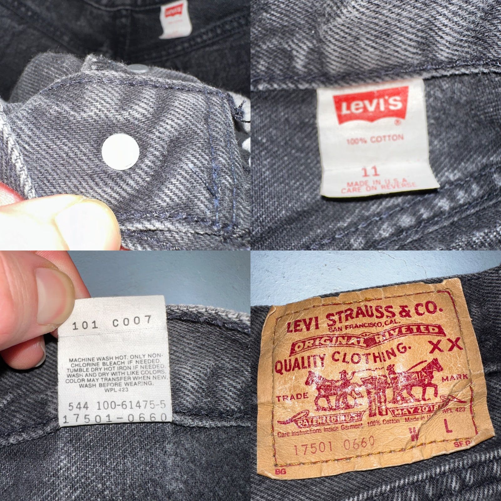 Levi's VINTAGE Levi's 501 Jeans Woman 27x26 Black Wash 90s USA Straight Leg Classic Fit 501 Series Size 27" / US 4 / IT 40 - 9 Thumbnail