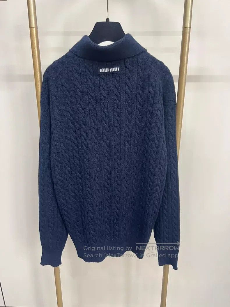 Miu Miu Miu Miu 38 Tibetan blue hemp pattern POLO knitted sweater Size M / US 6-8 / IT 42-44 - 2 Thumbnail