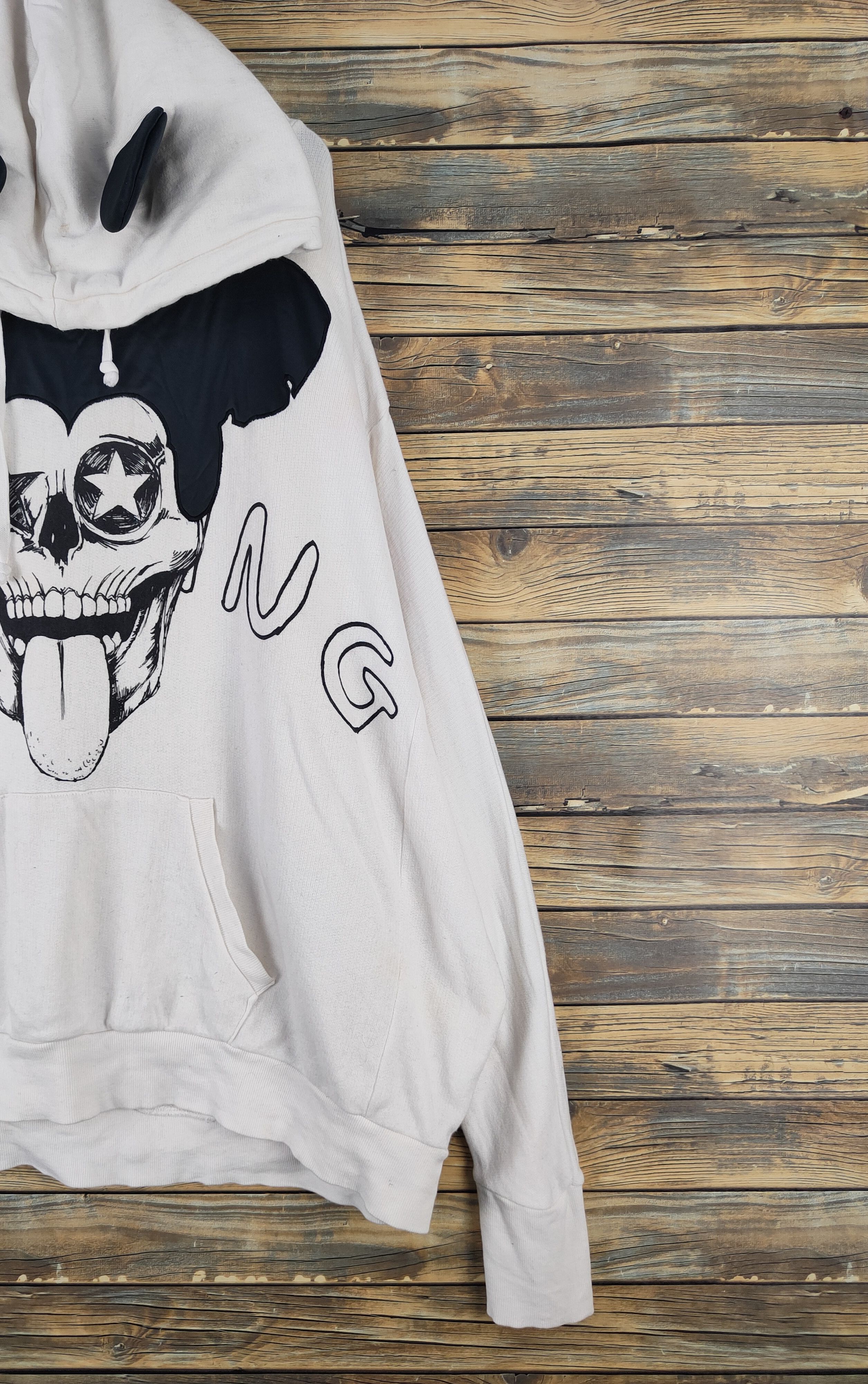 Japanese Brand DL Glad News skull Mickey Horror baggie hoodie ear #W2104 Size US XL / EU 56 / 4 - 6 Thumbnail