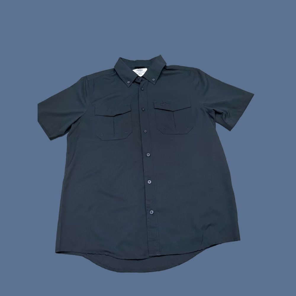 Vintage AFTCO AFTECH Vented Fishing Shirt Men's S Navy Blue Short Sleeve Shirt / Button-Up / Breathable UV Protection / Pockets / Logo Size US S / EU 44-46 / 1 - 1 Thumbnail