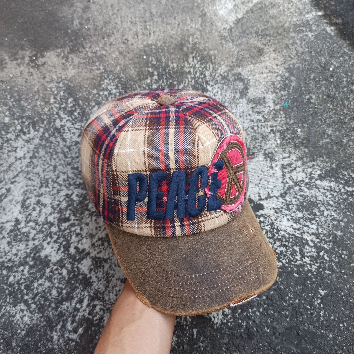 14th Addiction SICK,, peace hat grunge distressed with leather visor Size ONE SIZE - 1 Thumbnail
