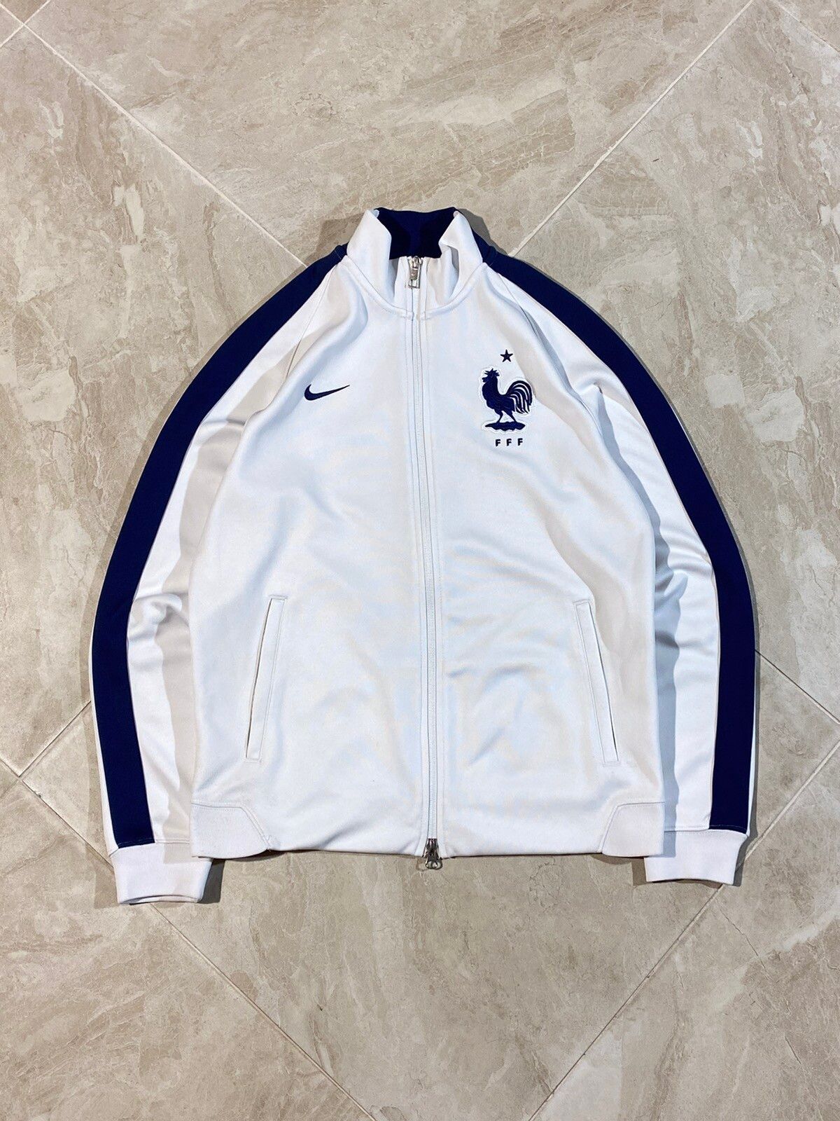 Pre-owned Nike X Soccer Jersey Nike France Y2k Drill Streetwear Style Track Top In White