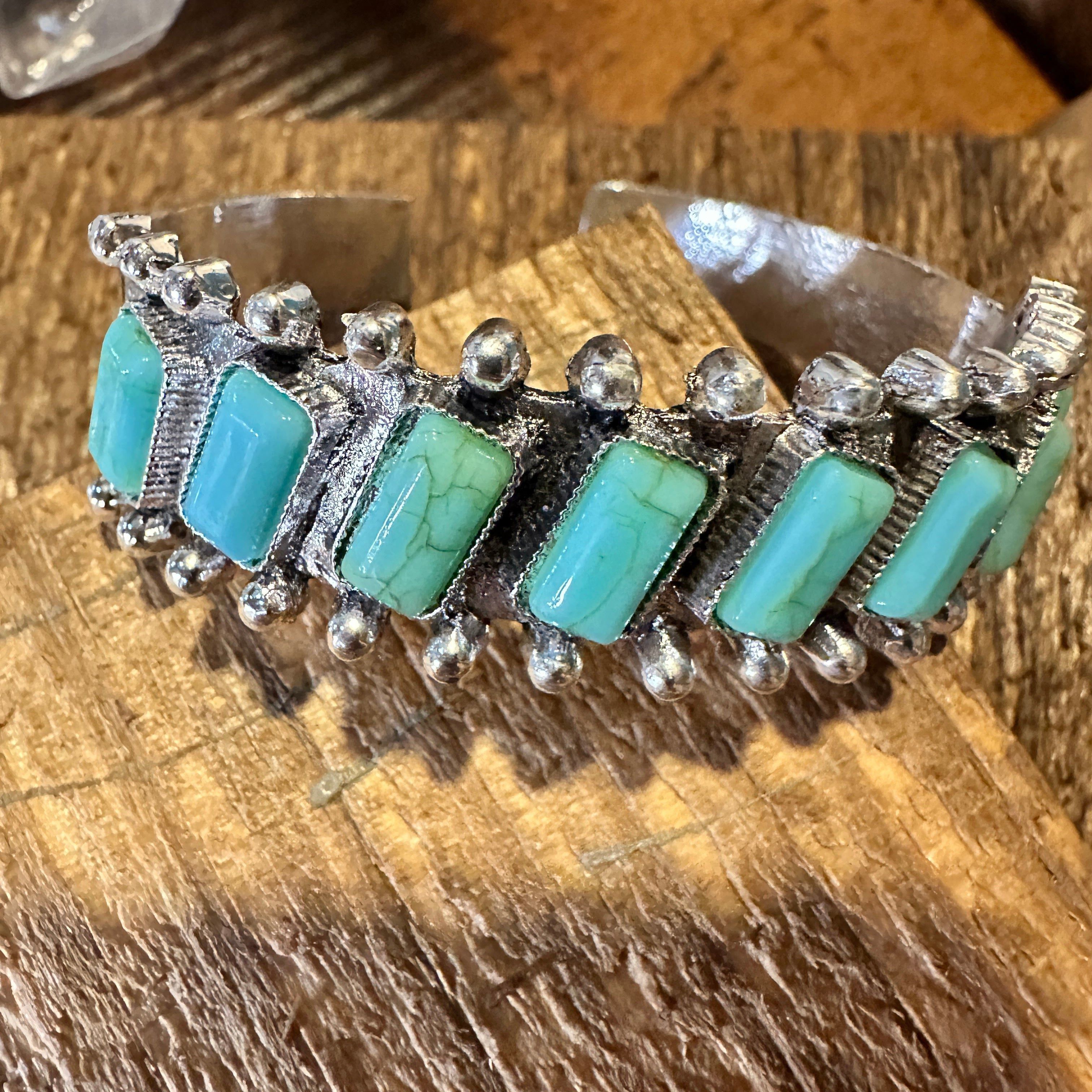 Other Boho Chic Vintage Southwestern Hippie Open Cuff Bangle, Turq Size ONE SIZE - 6 Thumbnail
