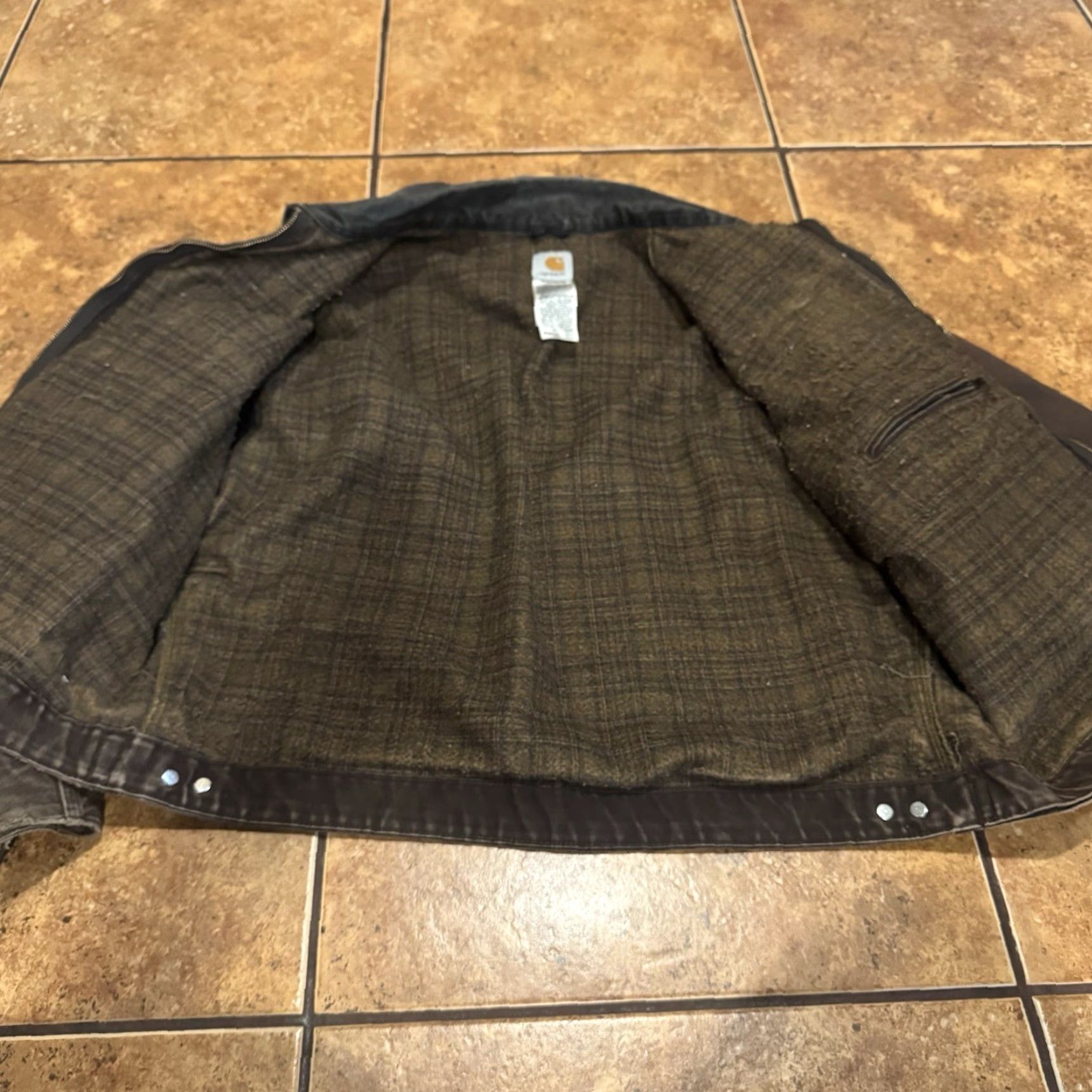 Carhartt Carhartt J97 Jacket Mens 2XL Brown Canvas Workwear Lined - Polyester Blanket Lining, Dark Brown, Classic Fit, Zip, Vintage? No Size US XXL / EU 58 / 5 - 3 Thumbnail