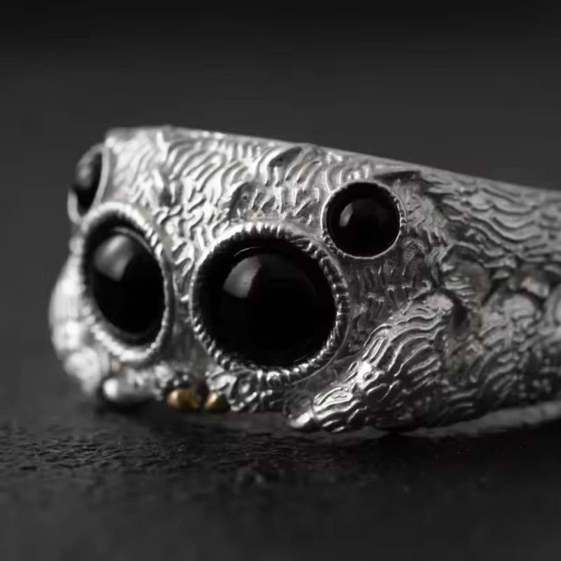 Jewelry Gothic Black Agate Jumping Spider Ring Size ONE SIZE - 2 Thumbnail