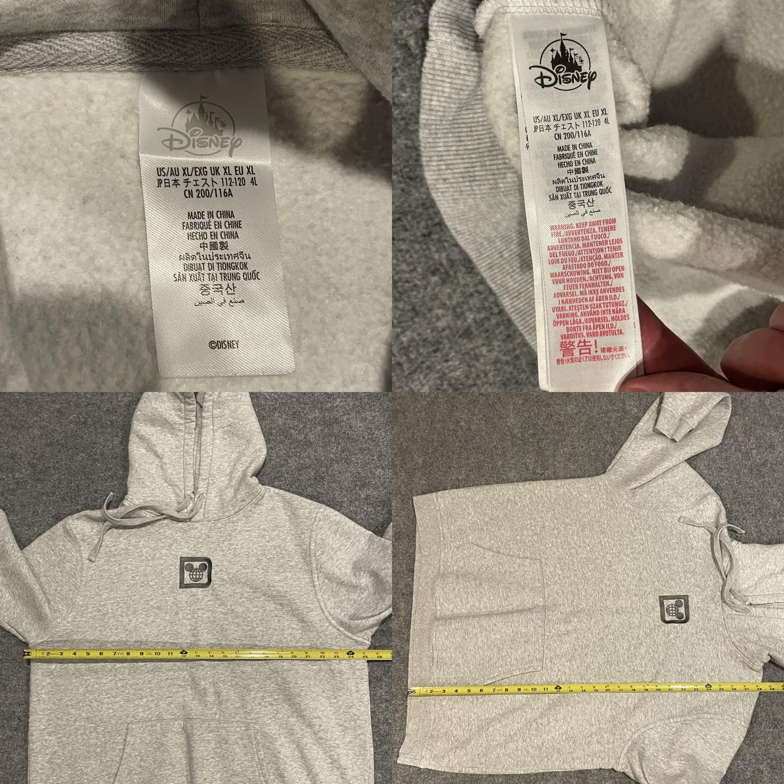 Disney Disney Hoodie Mens XL Pullover Gray Fleece Mickey Mouse Walt Disney World Castle 1971 Logo Graphic Print Hooded Pockets Size US XL / EU 56 / 4 - 8 Thumbnail