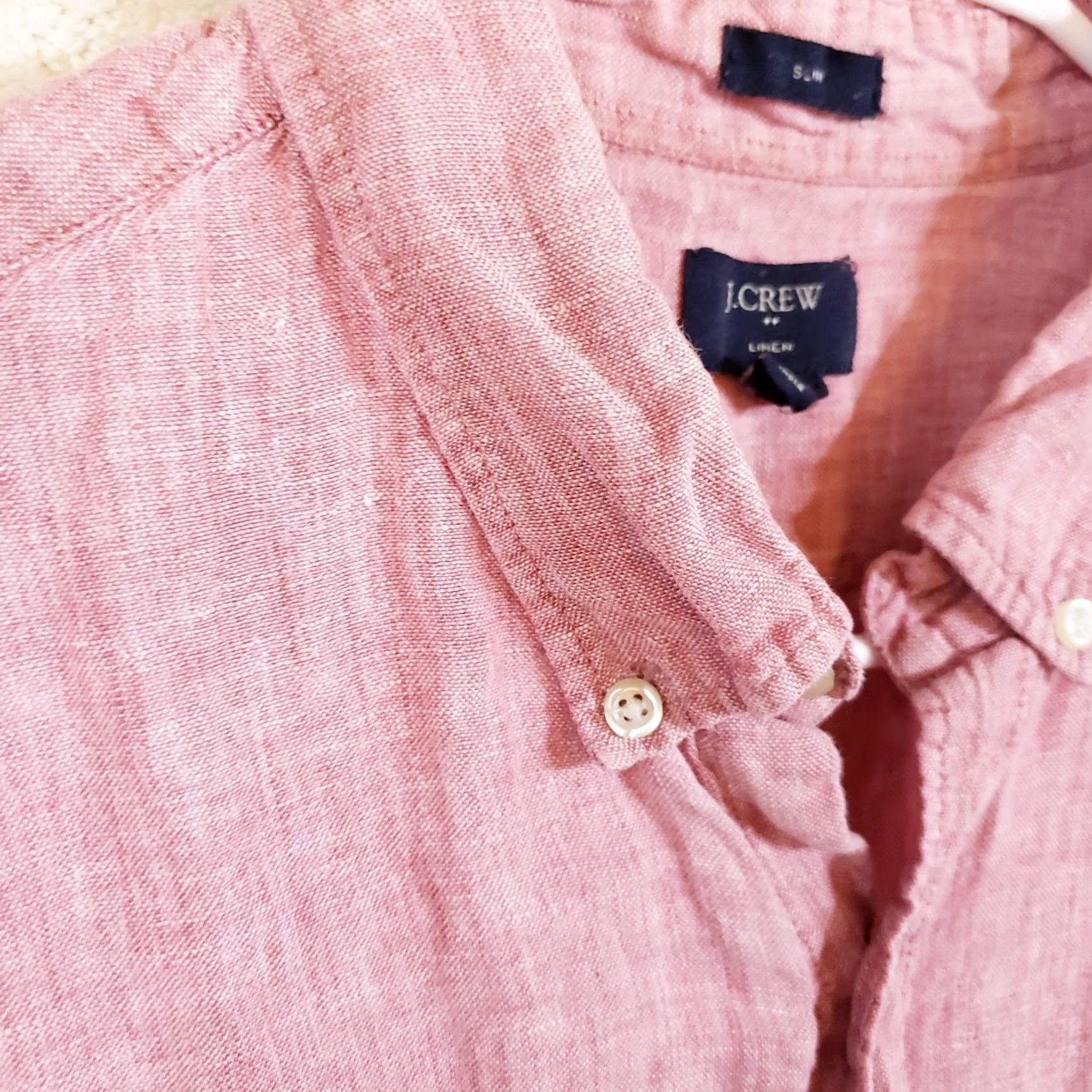 J.Crew J. Crew Shirt Mens L Pink Slim Fit 100% Linen Short Sleeve Button-Up Collared N/A Size US L / EU 52-54 / 3 - 5 Thumbnail