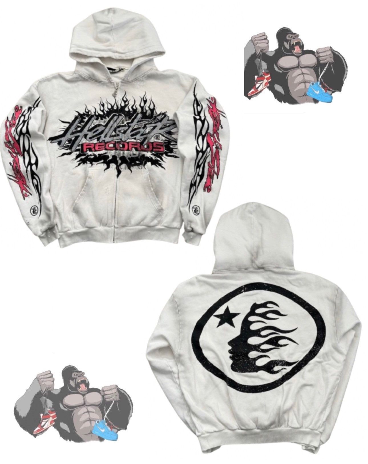 Hellstar Hellstar Records Flame Glitter Zip Up Hoodie Unreleased Grailed