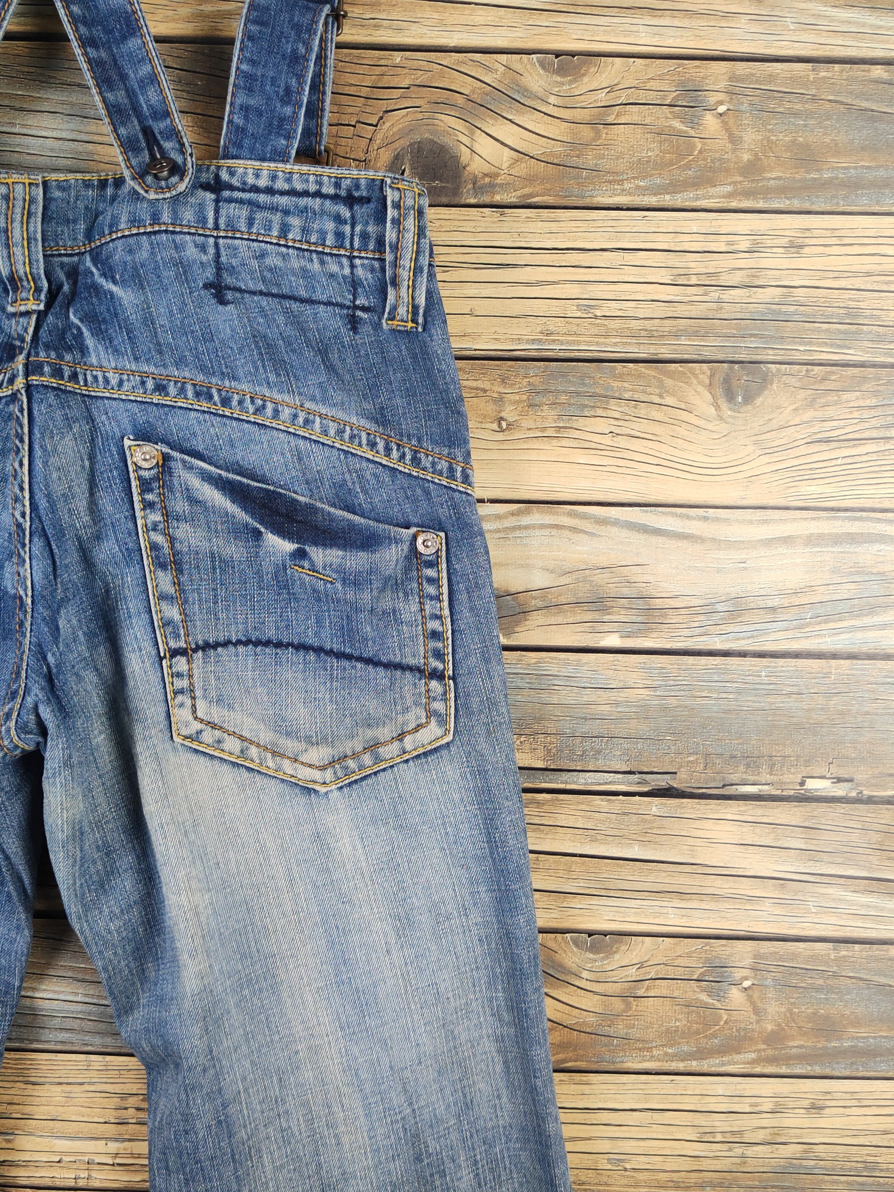 Japanese Brand DL Japanese Brand Blue Distressed Suspender Jeans #1082 Size 28" / US 6 / IT 42 - 15 Thumbnail