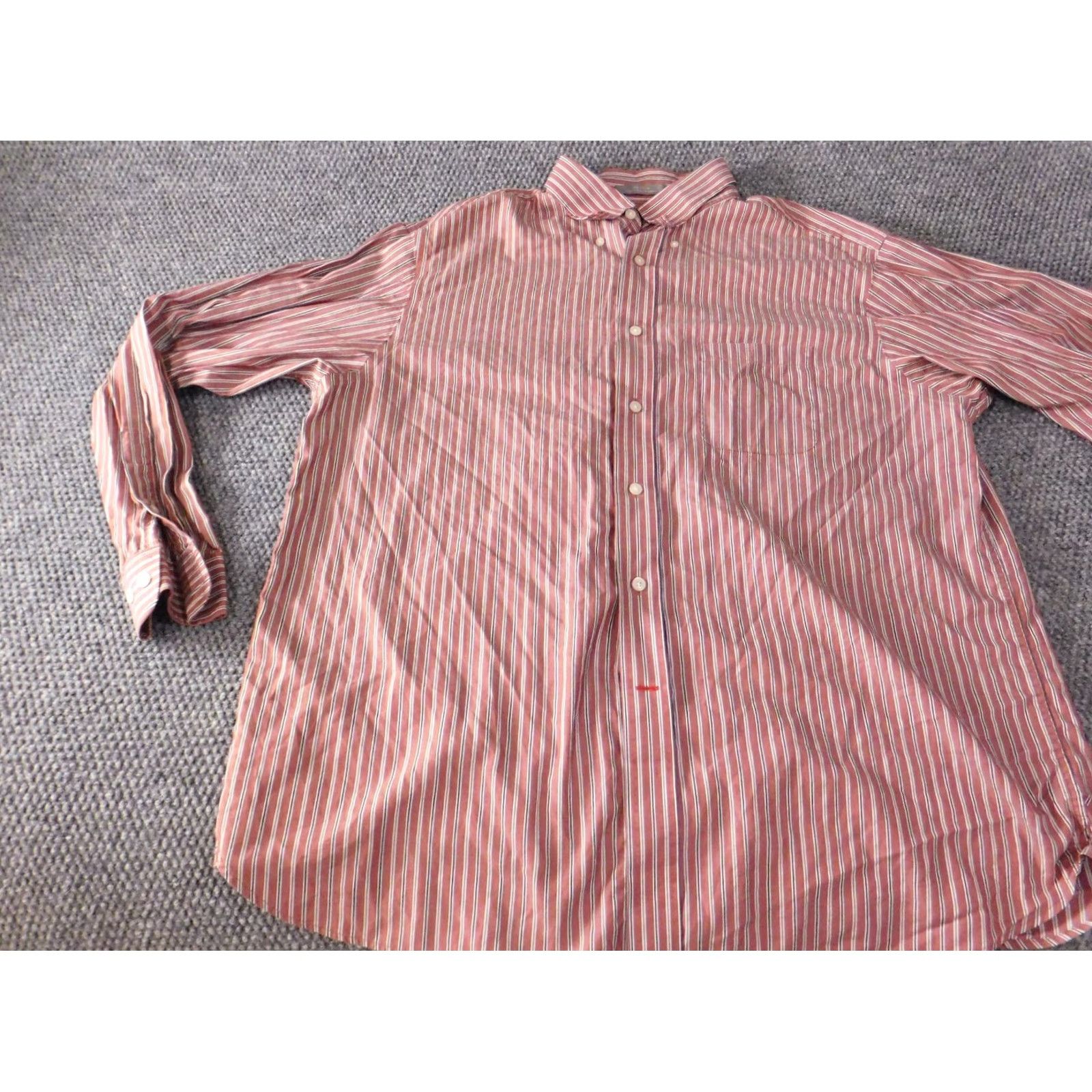 Cremieux Daniel Cremieux Shirt Button-Up XL Red Striped Knit Cotton Regular Mens Size US XL / EU 56 / 4 - 3 Thumbnail