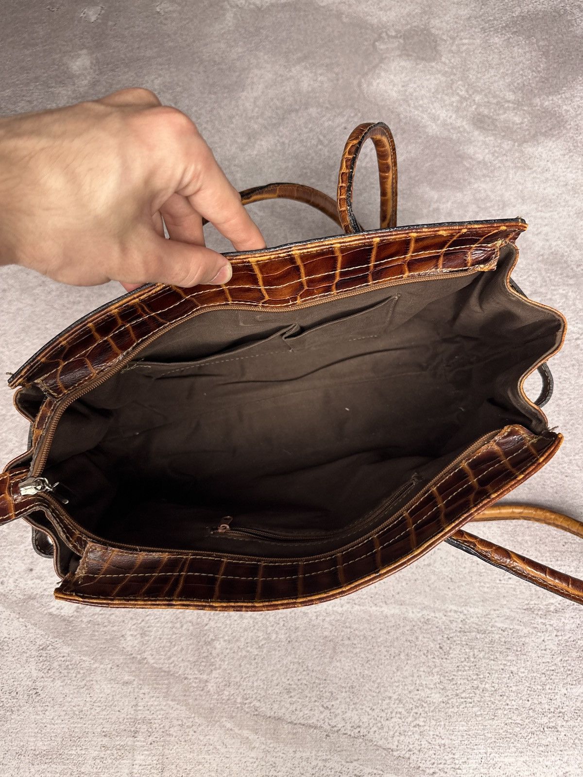 Vintage IfSixWasNine Birkin Style Crocodile Faux Leather Bag