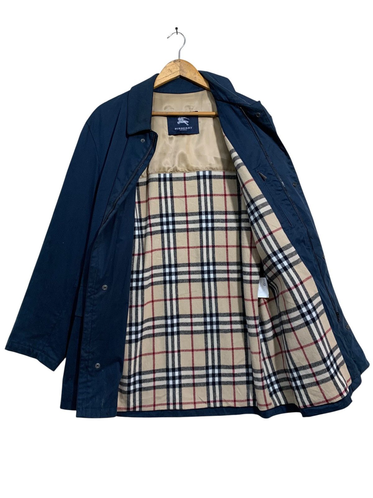 Burberry 🔥BURBERRY SPAIN NAVY WAXED JACKETS WOOL LINED Size US L / EU 52-54 / 3 - 4 Thumbnail
