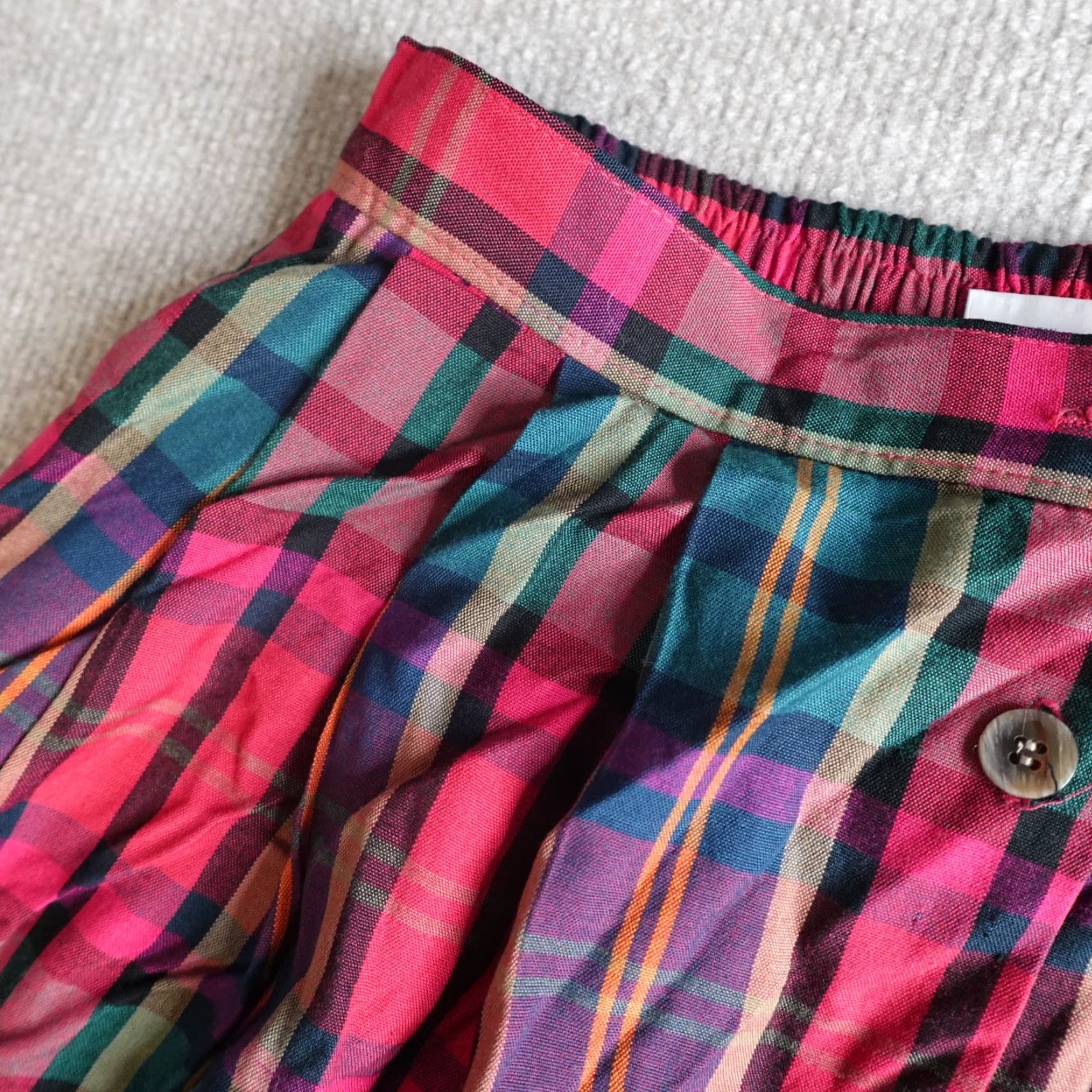 Pendleton VINTAGE Pendleton Skirt Womens Long Plaid Red Rayon 10 Pleated Pockets Made in USA Size 32" / US 10 / IT 46 - 6 Thumbnail