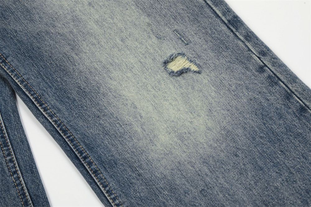 Jean Washed men's hippie distressed loose ripped flared jeans Size US 32 / EU 48 - 6 Thumbnail