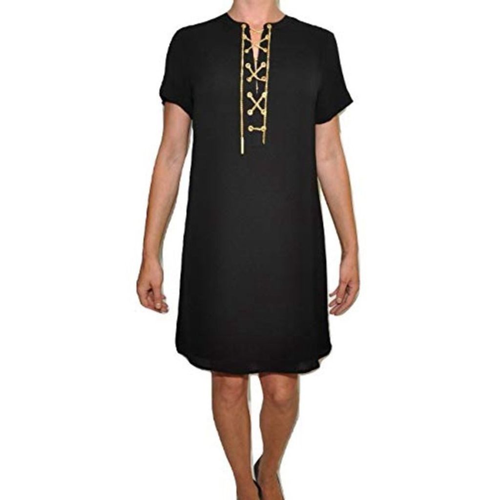 Michael Kors Michael Kors Golden Chain Shift Dress Black (X-Small). Size XS / US 0-2 / IT 36-38 - 3 Thumbnail