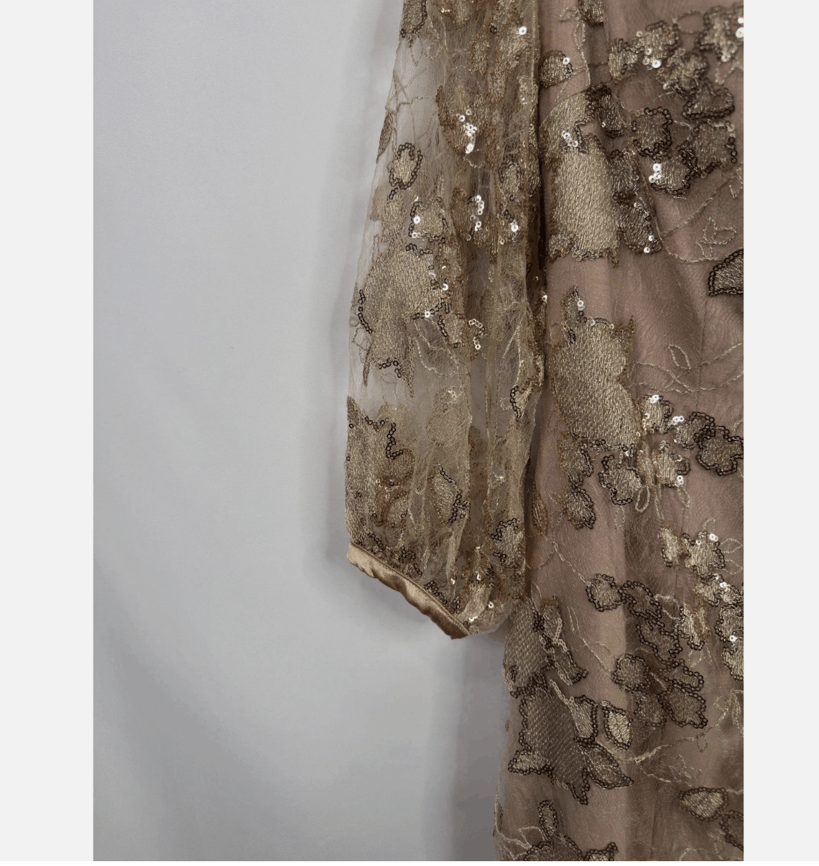Other Teri Jon Rose Gold Floral Embroidered Sequined Gown Size L / US 10 / IT 46 - 13 Thumbnail