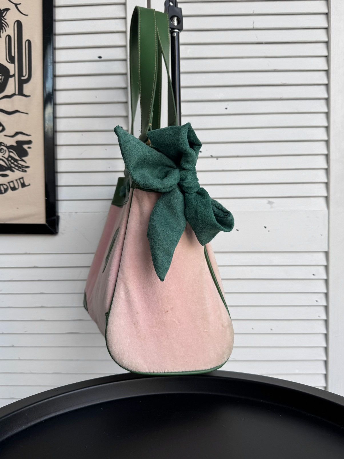 Juicy Couture Vintage Juicy Couture Daydreamer Velour Tote Bag Pink Green Size ONE SIZE - 10 Thumbnail