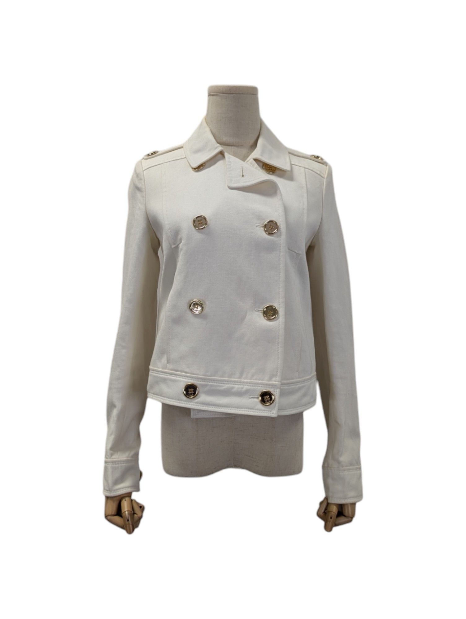 Coach Beige Double Breasted Cropped Jacket With Gold Buttons Size XS / US 0-2 / IT 36-38 - 1 Thumbnail