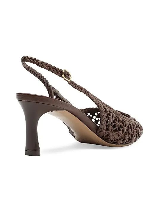 Alexandre Birman os11x1225 Jane Tresse 60MM Woven Leather Slingback Pumps Size US 7 / IT 37 - 2 Thumbnail