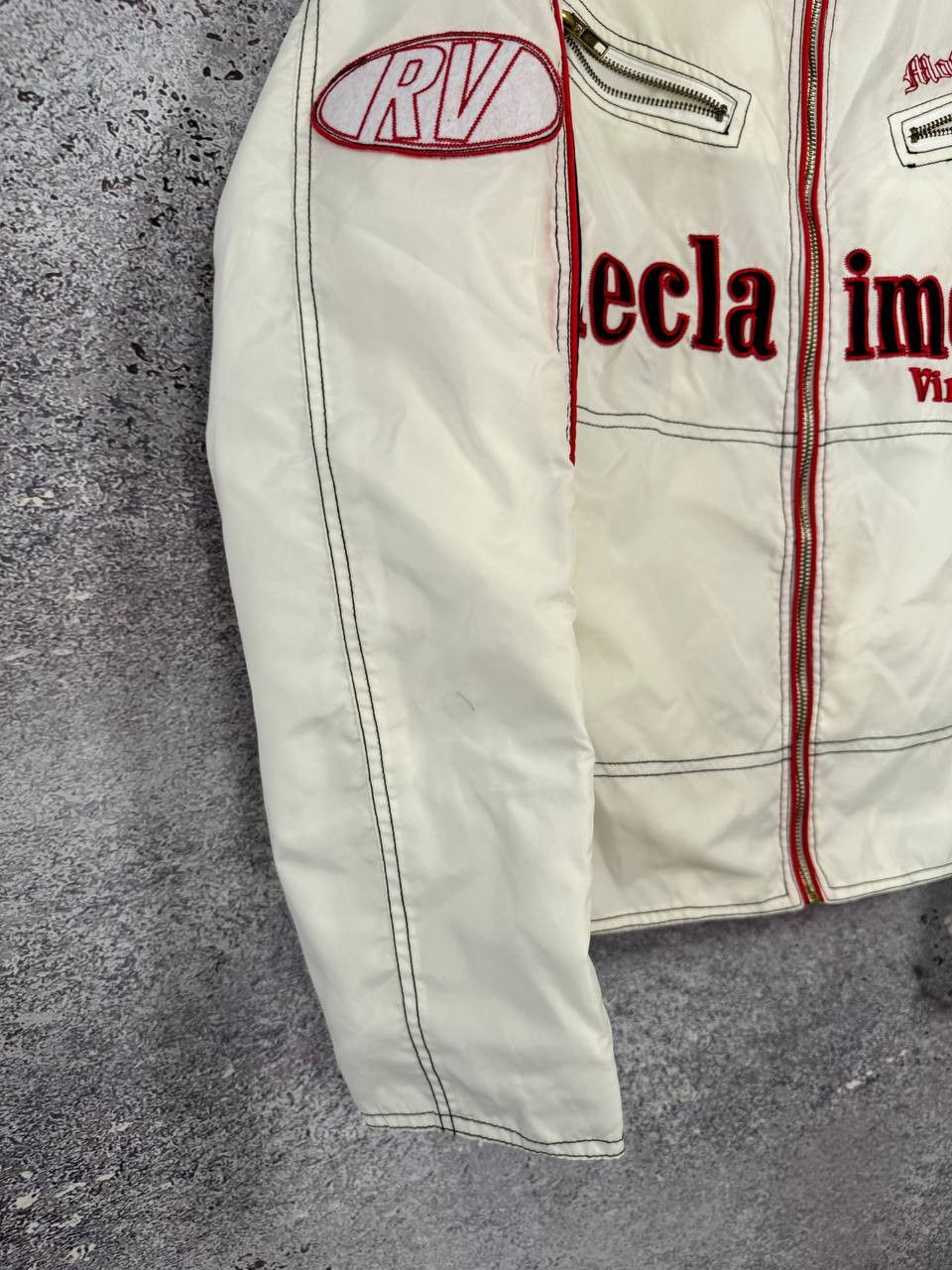 Vintage Reclaimed Vintage Biker Jacket Nylon White Men's Xs size Size US XS / EU 42 / 0 - 5 Thumbnail
