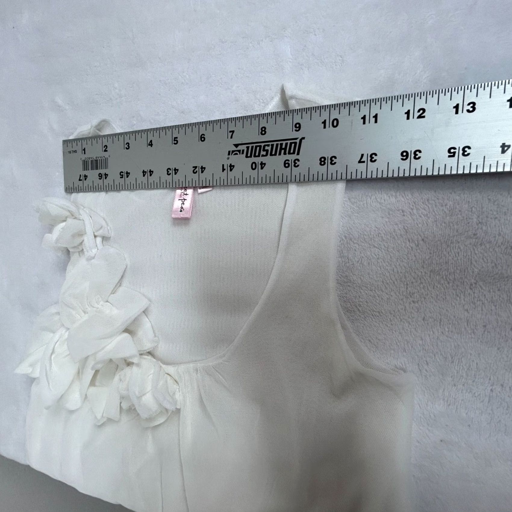 Vintage Sweet Pea By Stacy Frati Womens White Sleeveless Top With Floral Detail Small Size S / US 4 / IT 40 - 5 Thumbnail