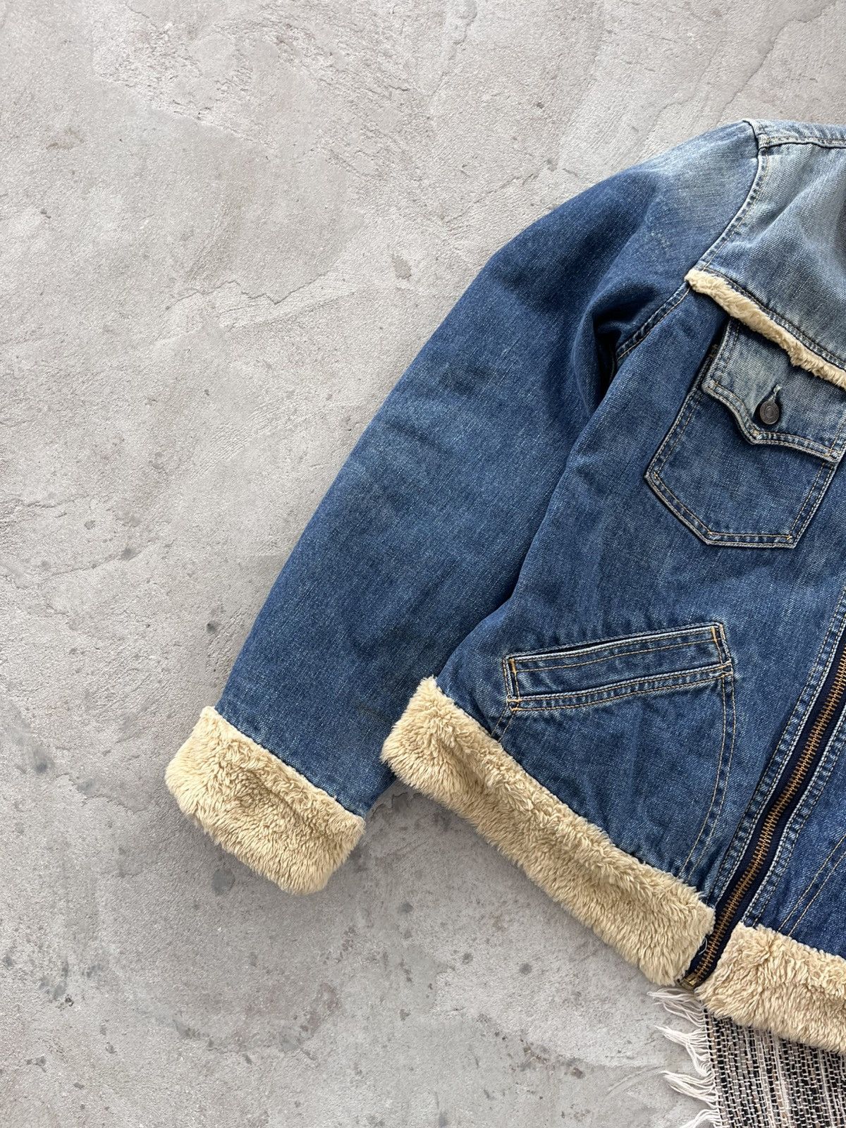 Levi's Vintage Levis Washed Denim Sherpa Bomber Jacket Avantgarde Size L / US 10 / IT 46 - 3 Thumbnail