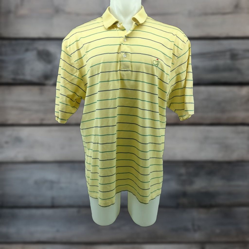 Vintage Amen Corner Masters Logo Striped Shirt Polo XL Men's Yellow Short Sleeve Size US XL / EU 56 / 4 - 1 Thumbnail