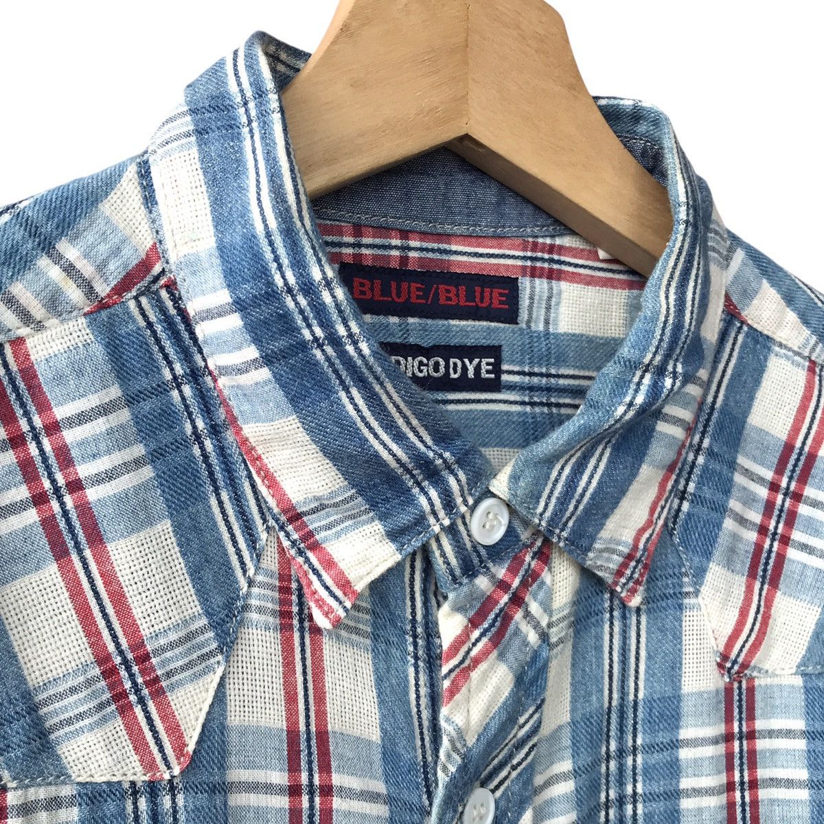 Blue Blue Japan × HOLLYWOOD RANCH MARKET × Japanese Brand Blue Blue Japan H.R Market Indigo Dye Western Shirt Size US M / EU 48-50 / 2 - 4 Thumbnail