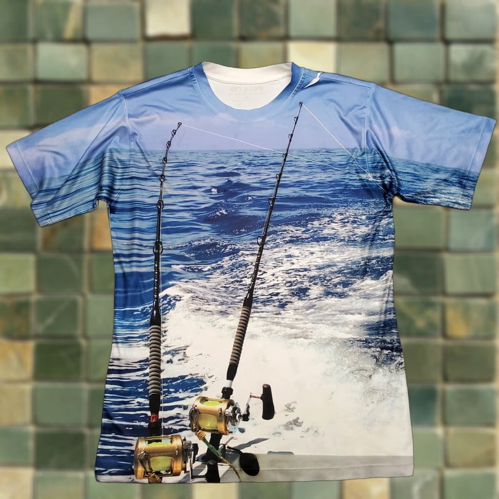 Alife VINTAGE Get A Life Shirt Mens Medium Blue Performance Salt Water Fishing Marlin TEE Size US M / EU 48-50 / 2 - 1 Thumbnail