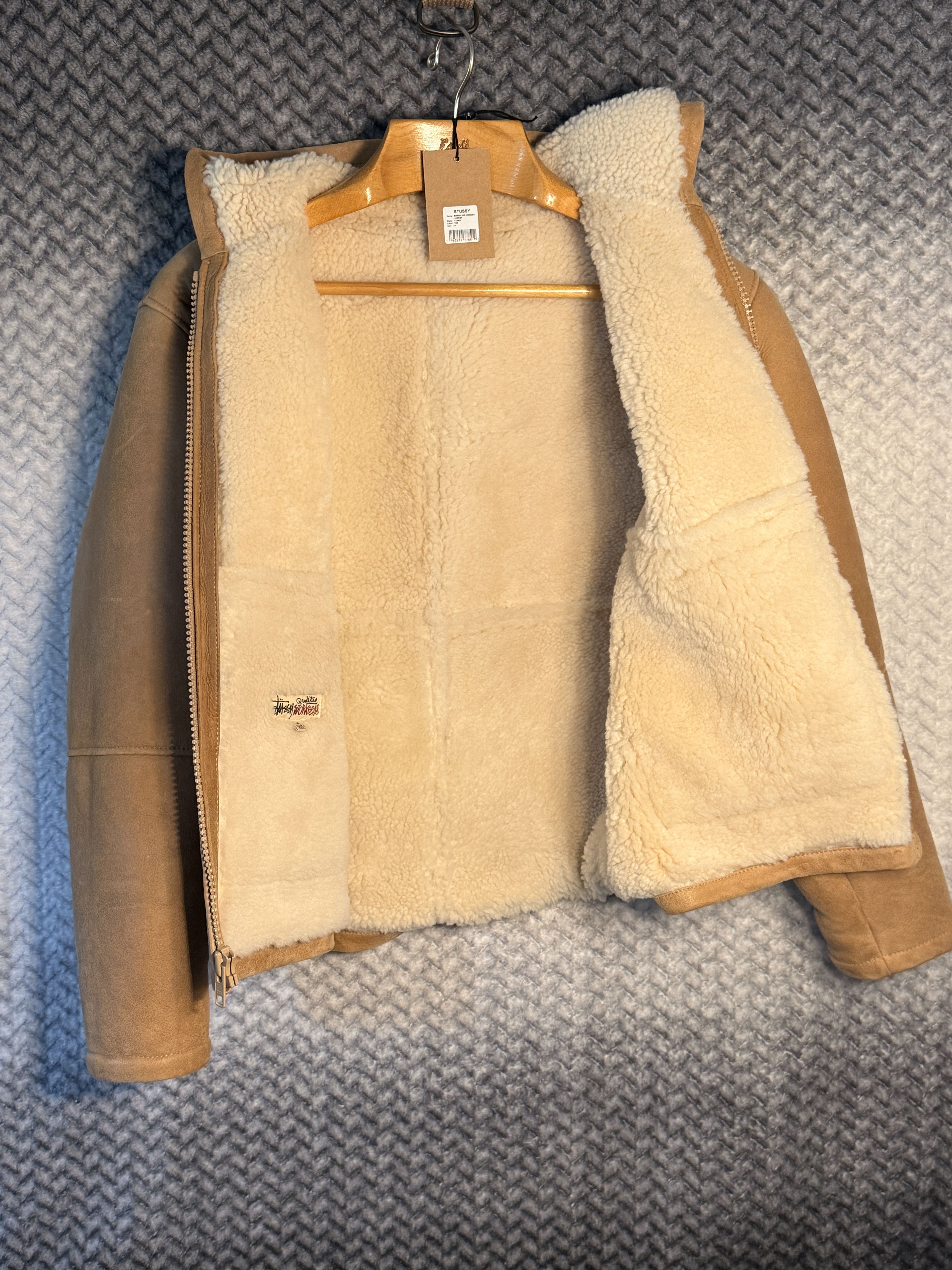 Stussy Shearling Hooded Jacket Tan Size US M / EU 48-50 / 2 - 5 Thumbnail