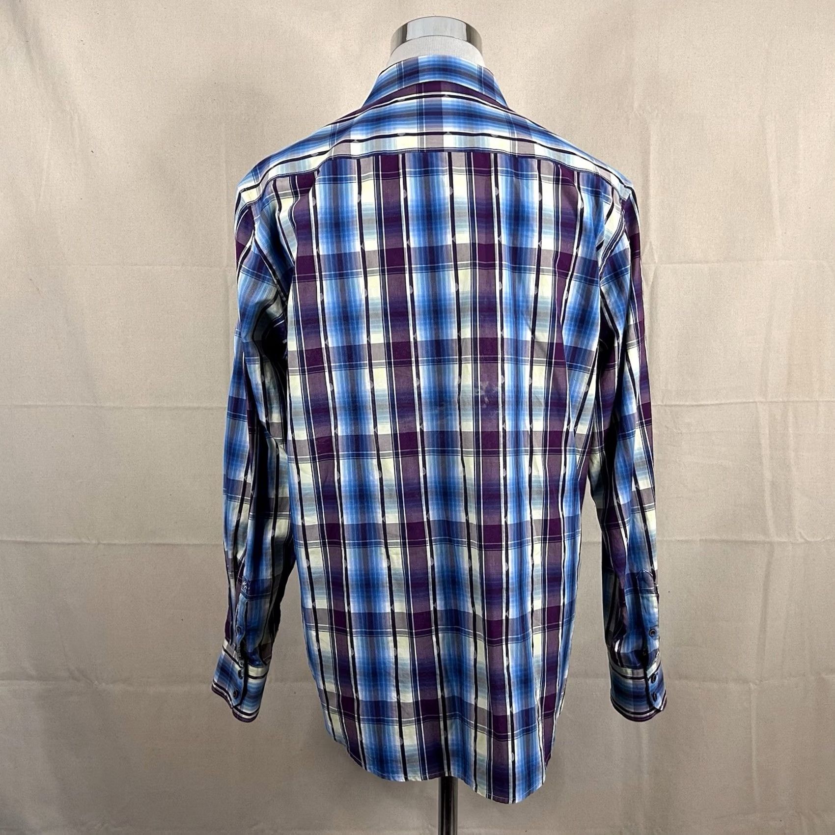 Robert Graham Robert Graham XL Classic Fit Shirt Floral Purple Plaid Cotton Button-Front Long Sleeve Casual Men’s Size US XL / EU 56 / 4 - 5 Thumbnail