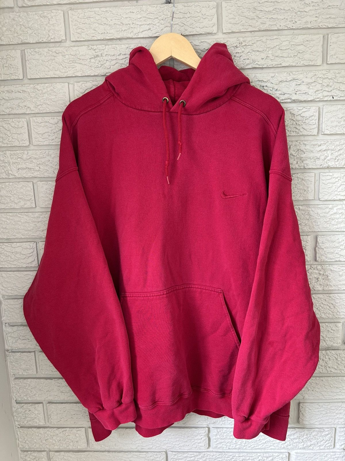 Vintage 90s Nike Swoosh Red Pullover Hoodie